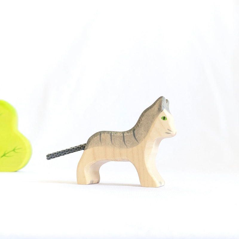 Holztiger Grey Cat Wooden Animals Small Farm Animal Toys 3yrs+