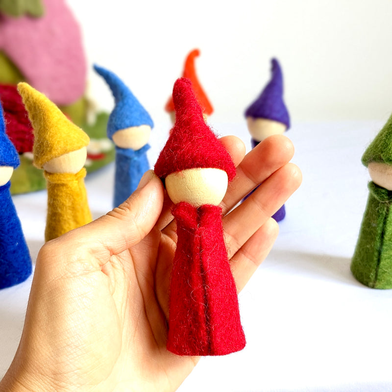 Papoose Felt Rainbow Gnomes Set of 7 Dollhouse Play Pretend & Imaginative Play Toys Best Seller 3yrs+