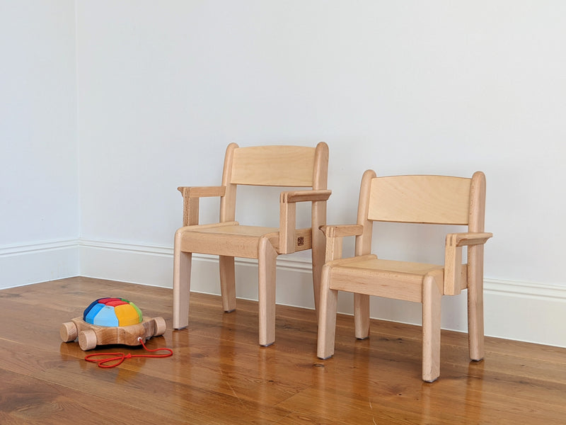 Montessori Toddler ARMCHAIR Beechwood 2 Heights 21cm / 26 cm Kids Furniture Toddler Chair (Furniture Shipping)