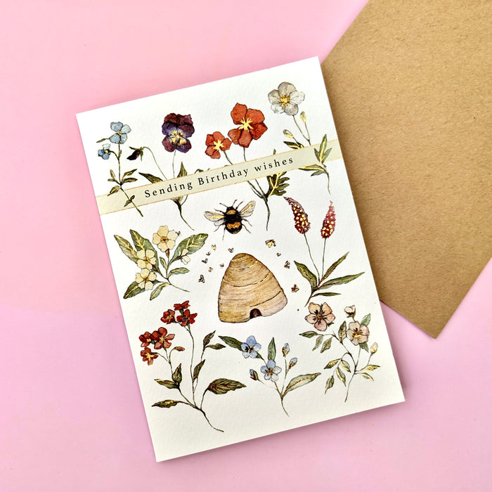 Birthday Card - Flora Beehive
