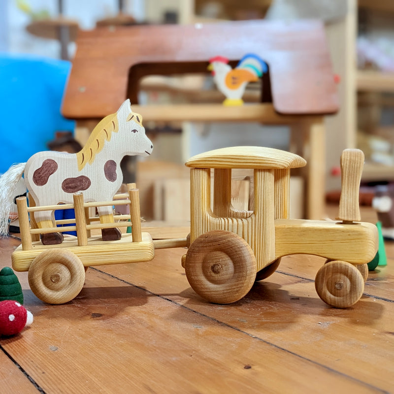 Debresk Big Tractor with Cart Toy Car Wooden Toys 3yrs+