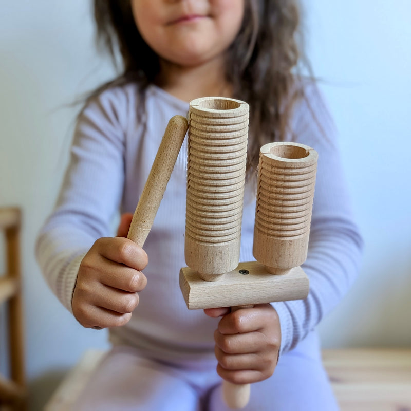 Double Guiro Two Tone Block Musical Intruments for Kids 3yrs+