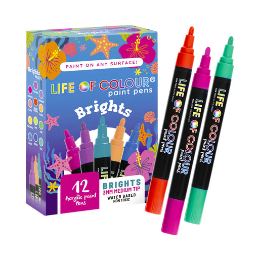 Bright Medium Tip Acrylic Paint Pens Set of 12 - My Playroom 