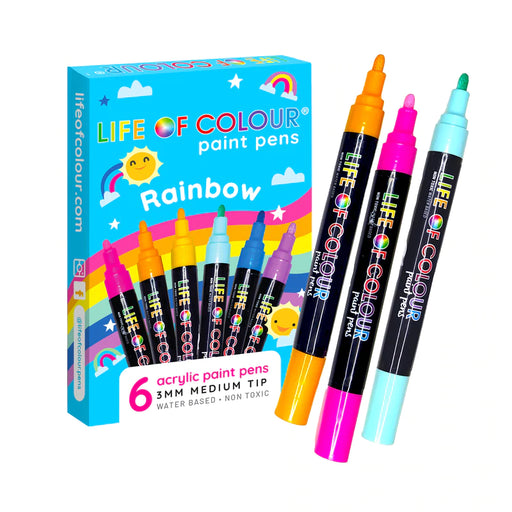 Rainbow Medium Tip Paint Pens Set of 6 - My Playroom 