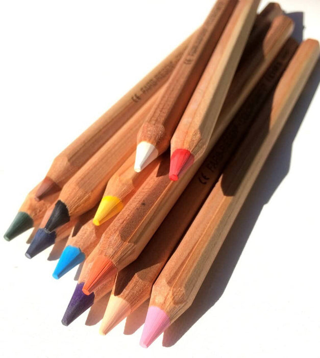 Lyra Colour Giant Pencils Unlacquered Standard Mix with Black & White 12 Colours