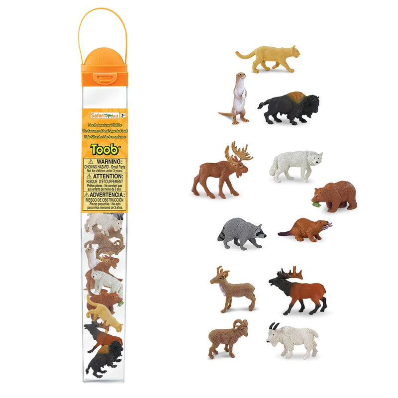 Tube of 12 North American Wildlife Animal Figurines Montessori Language Learning Figurines by Safari Ltd Toob Range 3yrs+