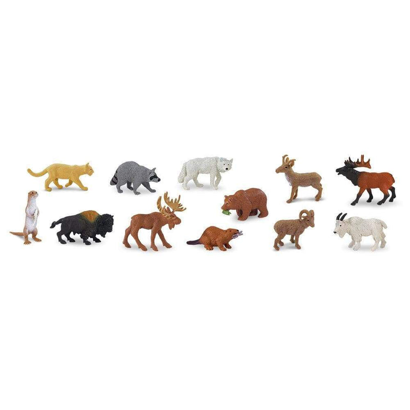 Tube of 12 North American Wildlife Animal Figurines Montessori Language Learning Figurines by Safari Ltd Toob Range 3yrs+