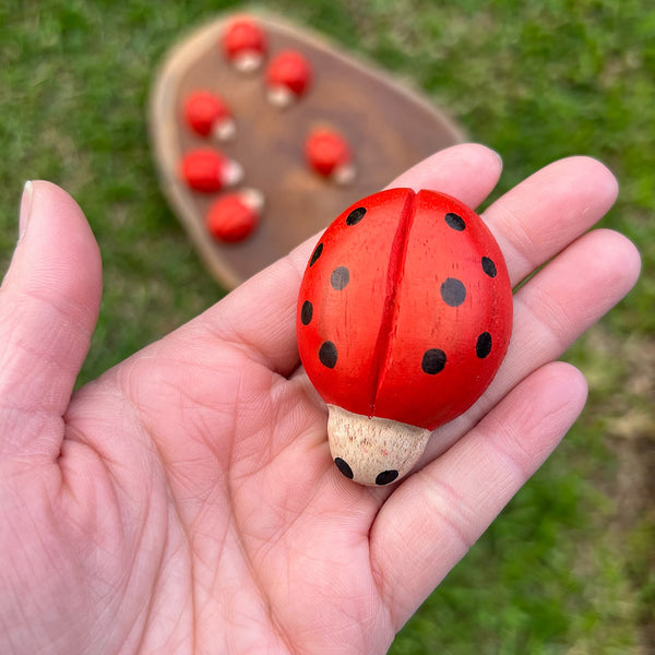 Papoose Wooden Ladybug Set of 2 Pretend and Imaginative Play 3yrs+