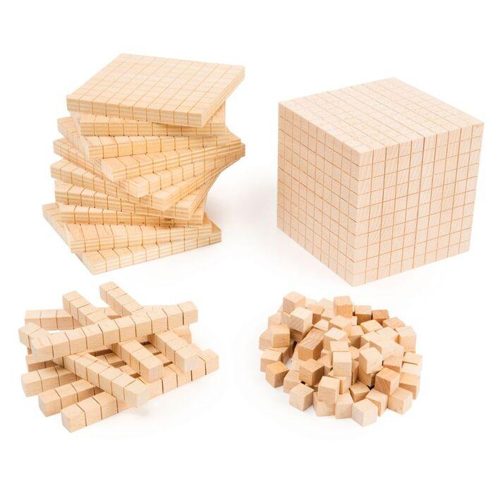 Wooden Base Ten Set 100 Cubes 10 Rods 10 Flats 1 Base 6yrs+ - My Playroom 