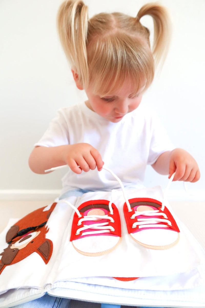 My Big Day Fabric Activity Book Blue Cover by Curious Columbus Kids Travel Toys Interactive Book Best Seller