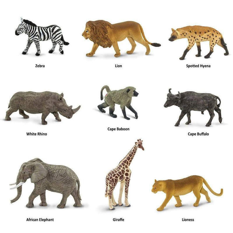 Tube of 9 South African Animals Figurines Montessori Language Learning Figurines by Safari Ltd Toob Range 3yrs+