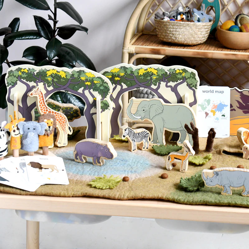 Tara Treasures Large Felt Safari Play Mat Playscape 80cm - My Playroom 